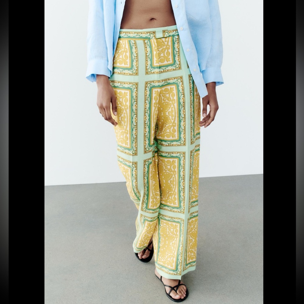 LINEN BLEND PRINTED PANTS - Picture 2 of 10